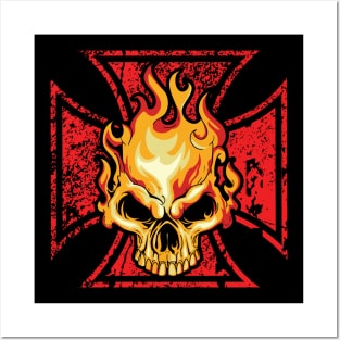 Flaming Skull Posters and Art